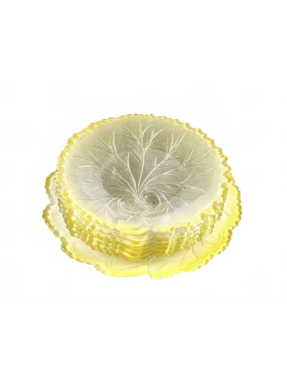 Vintage Set Pebble Indiana Glass 1 Large Serving Plate & 7 Medium Plates Yellow